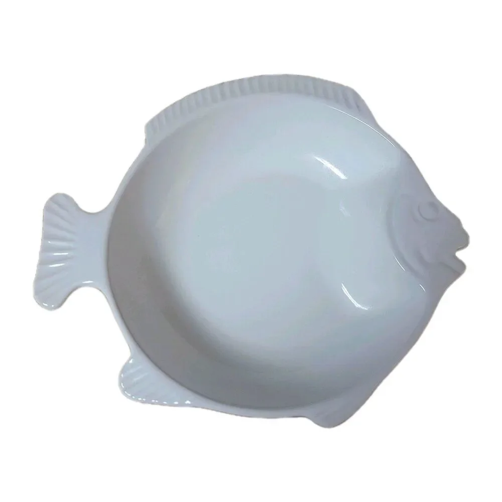 Vintage Pfaltzgraff White Fish Shaped Bake 'N Server Bowl Casserole Dish #245